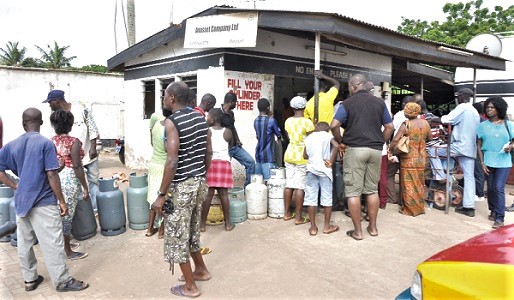Some stranded customers at an LPG station Some stranded customers at an LPG station